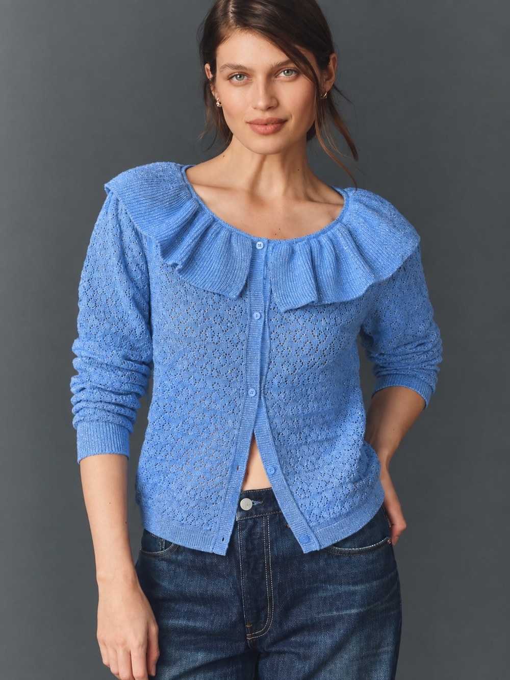 NWT Maeve Pointelle Wool-Blend Cardigan Sweater